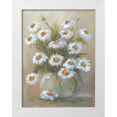 Bowl of Daisies White Modern Wood Framed Art Print by Britton, Pam