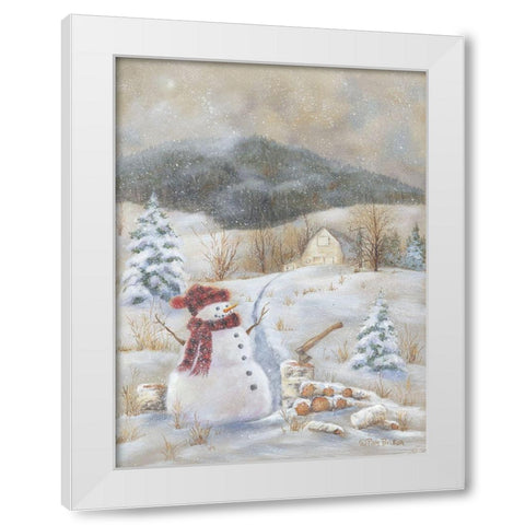 Snowy Day Fun White Modern Wood Framed Art Print by Britton, Pam