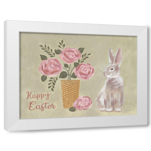 Happy Easter Basket White Modern Wood Framed Art Print by Britton, Pam