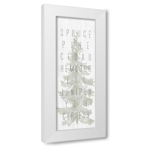 Pine Types White Modern Wood Framed Art Print by Lady Louise Designs