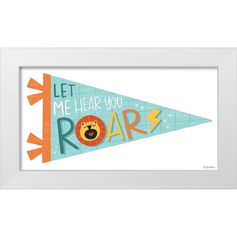 Roar Pennant White Modern Wood Framed Art Print by Lady Louise Designs