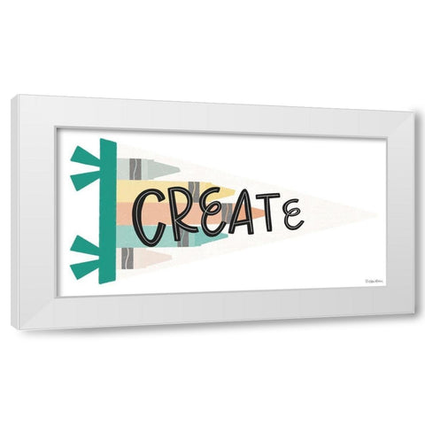 Create Pennant White Modern Wood Framed Art Print by Lady Louise Designs