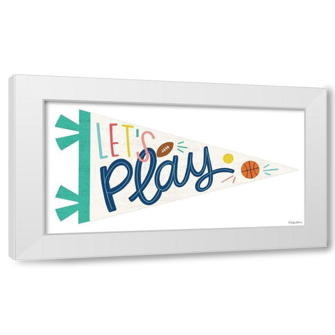 Lets Play Pennant White Modern Wood Framed Art Print by Lady Louise Designs