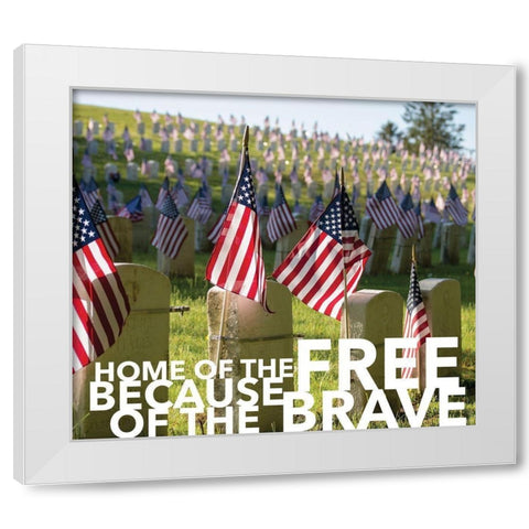 Because of the Brave White Modern Wood Framed Art Print by Lady Louise Designs