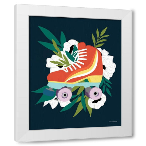 Retro Roller Skate I   White Modern Wood Framed Art Print by Lady Louise Designs