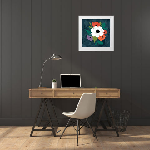 Bright Floral I White Modern Wood Framed Art Print by Lady Louise Designs