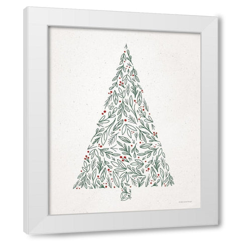 Floral Christmas Tree II  White Modern Wood Framed Art Print by Lady Louise Designs