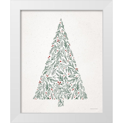 Floral Christmas Tree II  White Modern Wood Framed Art Print by Lady Louise Designs