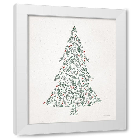 Floral Christmas Tree III  White Modern Wood Framed Art Print by Lady Louise Designs
