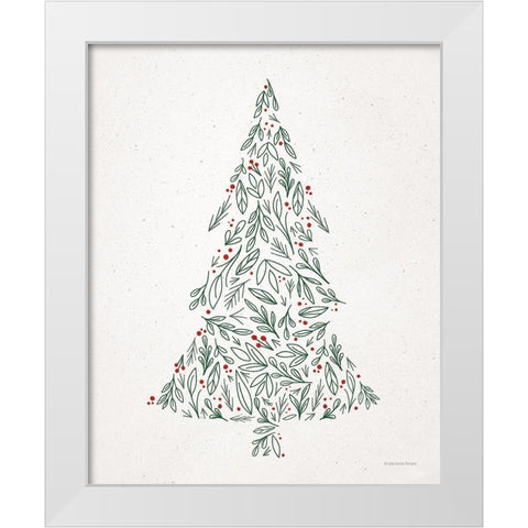 Floral Christmas Tree III  White Modern Wood Framed Art Print by Lady Louise Designs