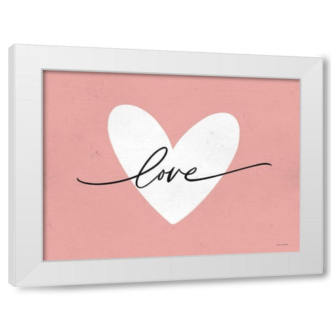 Love Heart White Modern Wood Framed Art Print by Lady Louise Designs