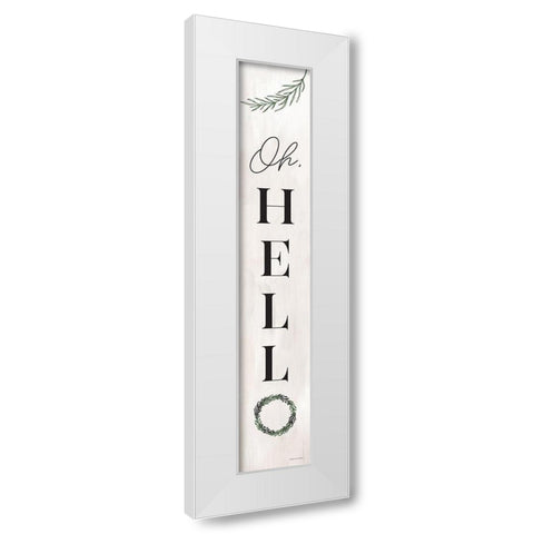 Oh Hello White Modern Wood Framed Art Print by Lady Louise Designs