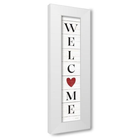 Heart Welcome White Modern Wood Framed Art Print by Lady Louise Designs