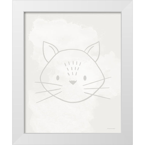Soft Cat White Modern Wood Framed Art Print by Lady Louise Designs