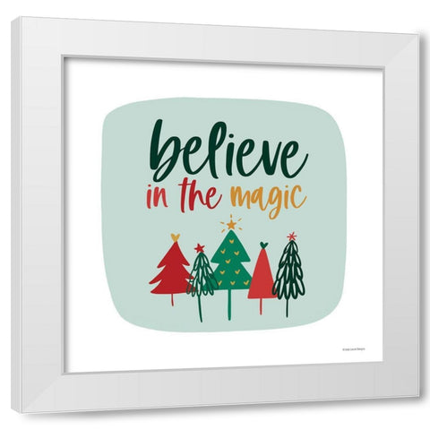 Believe in the Magic White Modern Wood Framed Art Print by Lady Louise Designs