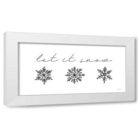 Let It Snow White Modern Wood Framed Art Print by Lady Louise Designs