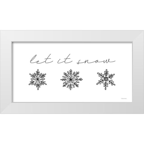 Let It Snow White Modern Wood Framed Art Print by Lady Louise Designs