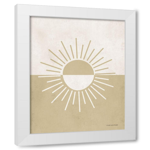 Neutral Nursery Half Sun     White Modern Wood Framed Art Print by Lady Louise Designs