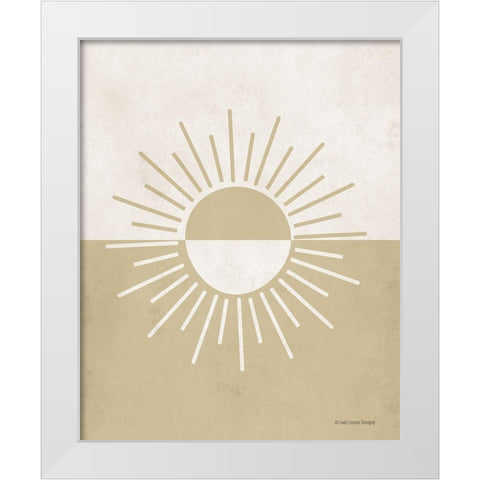 Neutral Nursery Half Sun     White Modern Wood Framed Art Print by Lady Louise Designs