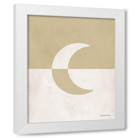 Neutral Nursery Half Moon     White Modern Wood Framed Art Print by Lady Louise Designs
