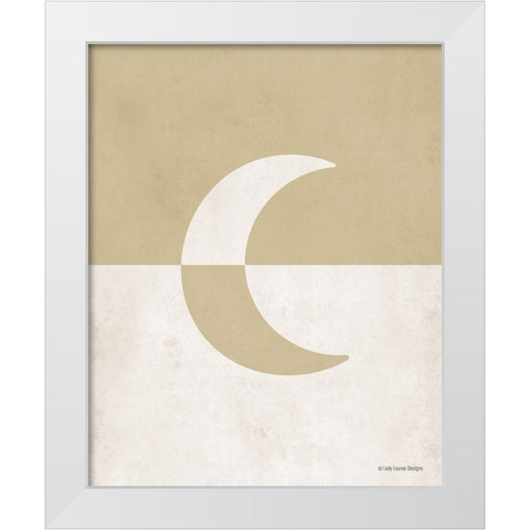 Neutral Nursery Half Moon     White Modern Wood Framed Art Print by Lady Louise Designs