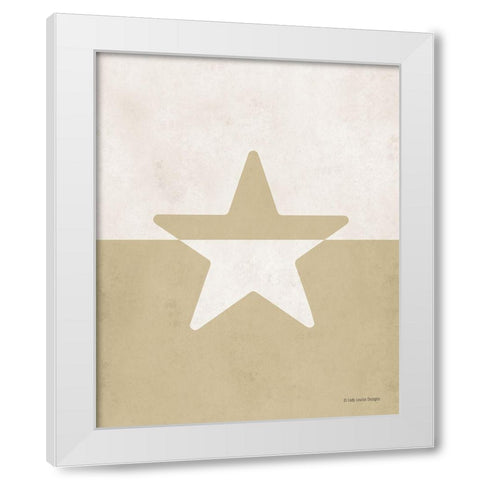 Neutral Nursery Half Star     White Modern Wood Framed Art Print by Lady Louise Designs