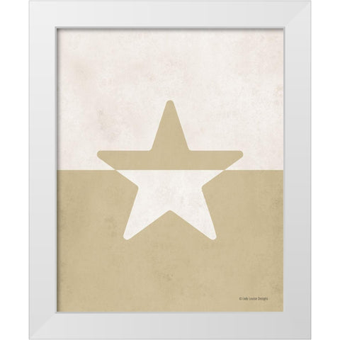 Neutral Nursery Half Star     White Modern Wood Framed Art Print by Lady Louise Designs