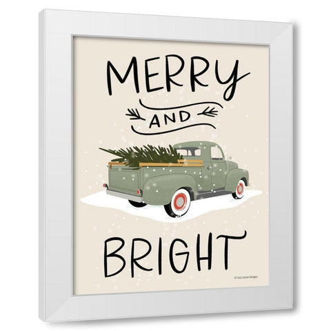 Merry Truck White Modern Wood Framed Art Print by Lady Louise Designs