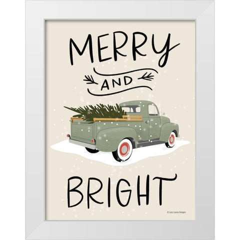 Merry Truck White Modern Wood Framed Art Print by Lady Louise Designs