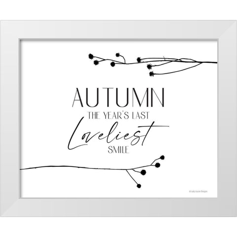 Autumn Smile White Modern Wood Framed Art Print by Lady Louise Designs