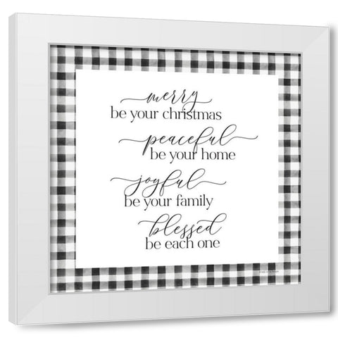 Merry be Your Christmas White Modern Wood Framed Art Print by Lady Louise Designs