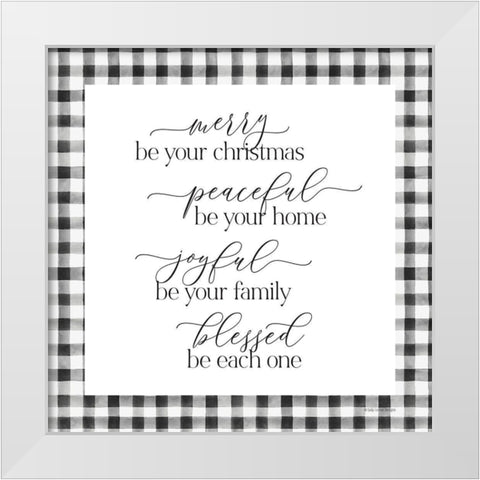 Merry be Your Christmas White Modern Wood Framed Art Print by Lady Louise Designs