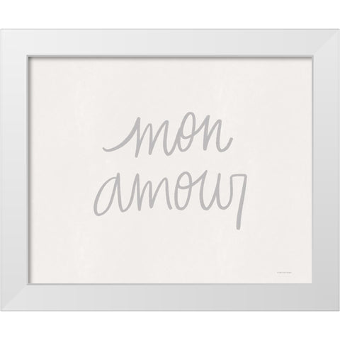Mon Amour White Modern Wood Framed Art Print by Lady Louise Designs