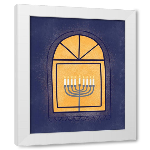 Window Menorah White Modern Wood Framed Art Print by Lady Louise Designs