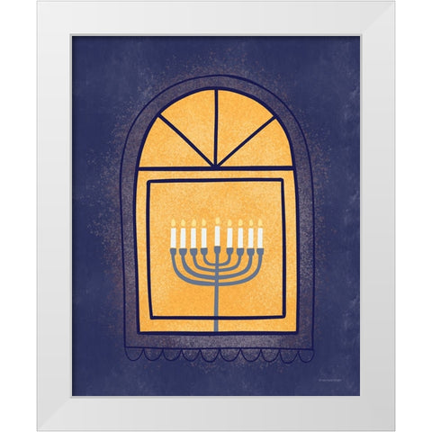 Window Menorah White Modern Wood Framed Art Print by Lady Louise Designs