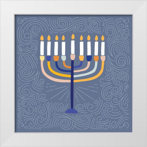 Deco Menorah White Modern Wood Framed Art Print by Lady Louise Designs