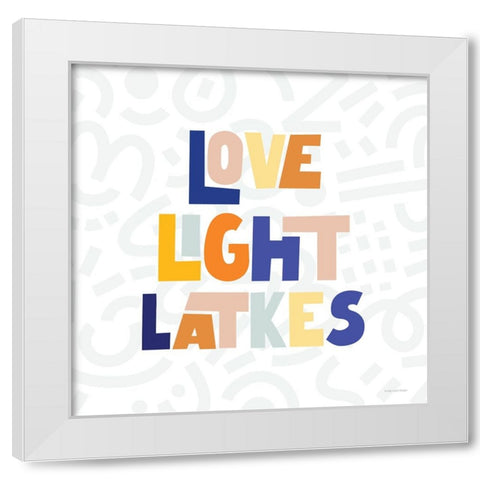 Love, Light Latkes White Modern Wood Framed Art Print by Lady Louise Designs