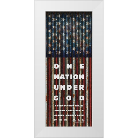 One Nation Under God White Modern Wood Framed Art Print by Jacobs, Cindy