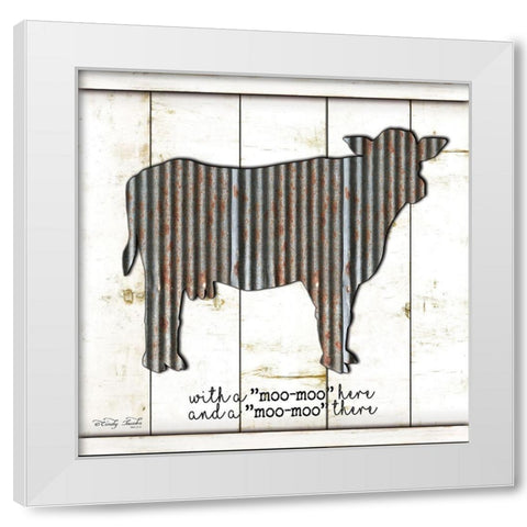 Metal Cow White Modern Wood Framed Art Print by Jacobs, Cindy