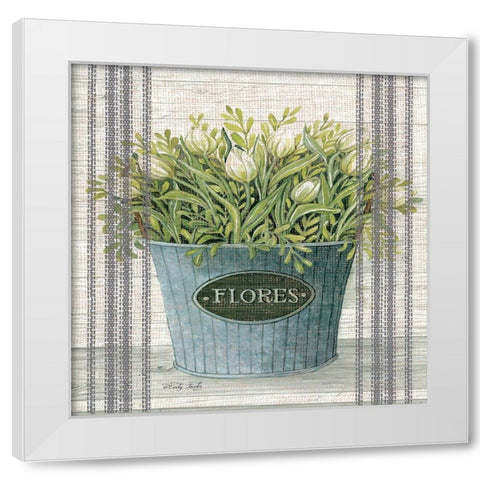 Galvanized Flores White Modern Wood Framed Art Print by Jacobs, Cindy