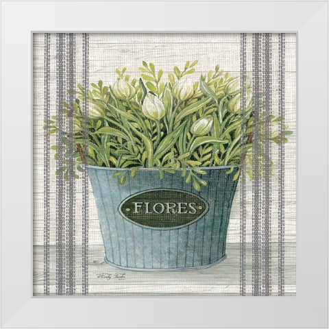 Galvanized Flores White Modern Wood Framed Art Print by Jacobs, Cindy