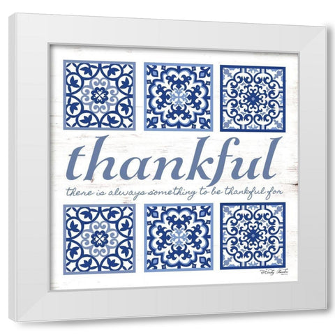 Thankful Tile White Modern Wood Framed Art Print by Jacobs, Cindy