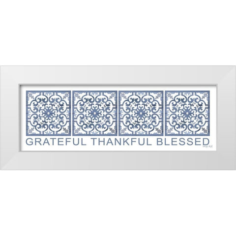 Grateful, Thankful, Blessed White Modern Wood Framed Art Print by Jacobs, Cindy