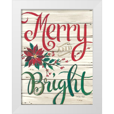 Merry and Bright Shiplap White Modern Wood Framed Art Print by Jacobs, Cindy