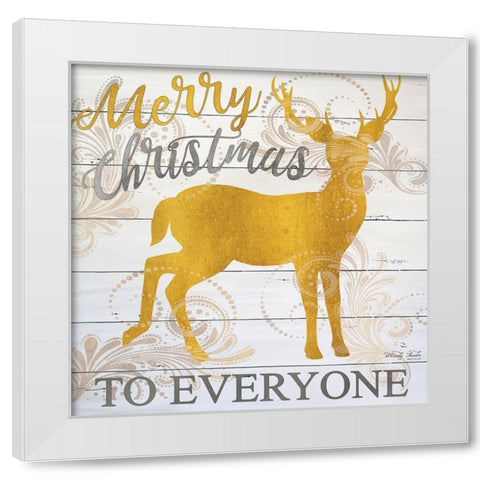 Merry Christmas Deer White Modern Wood Framed Art Print by Jacobs, Cindy
