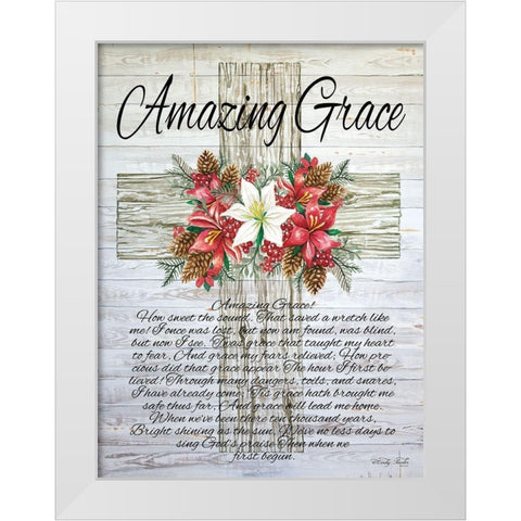 Amazing Grace Christmas Cross   White Modern Wood Framed Art Print by Jacobs, Cindy