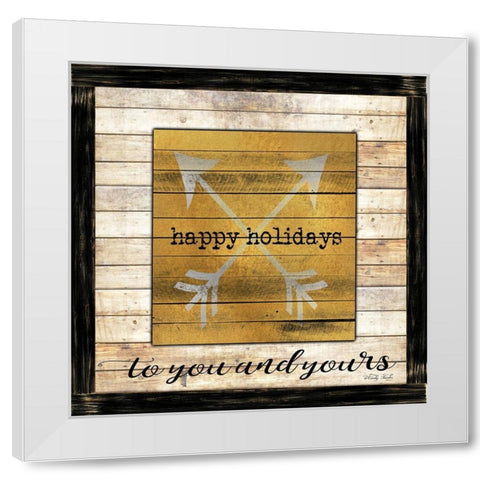 Buffalo Happy Holidays   White Modern Wood Framed Art Print by Jacobs, Cindy