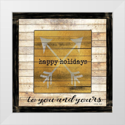 Buffalo Happy Holidays   White Modern Wood Framed Art Print by Jacobs, Cindy