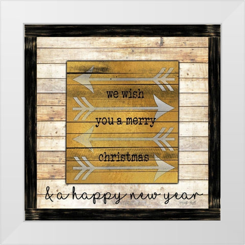 Buffalo Merry Christmas    White Modern Wood Framed Art Print by Jacobs, Cindy