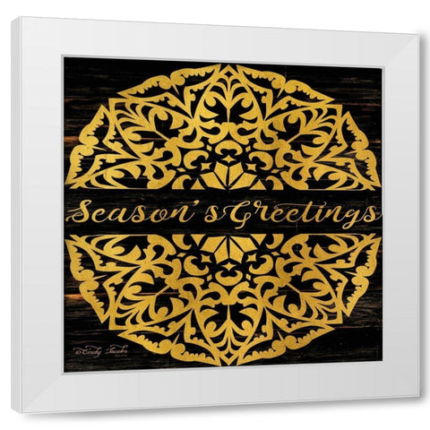 Seasons Greetings Mandala II   White Modern Wood Framed Art Print by Jacobs, Cindy